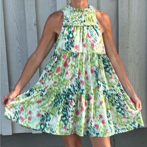 Entro - Watercolor Garden Tiered Sleeveless Dress